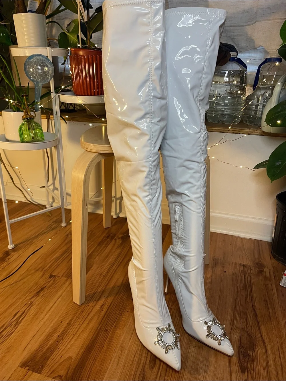 EGO White Over-the-Knee Stiletto Boots